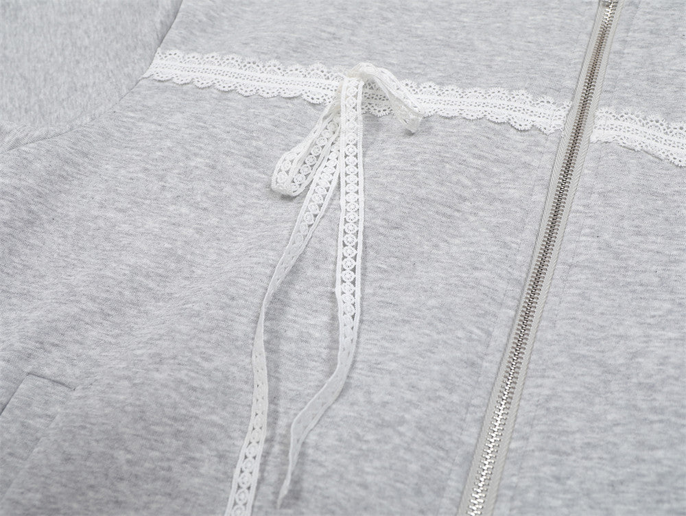 Lace-up Lace Bow Baggy Coat Women's Spring And Autumn