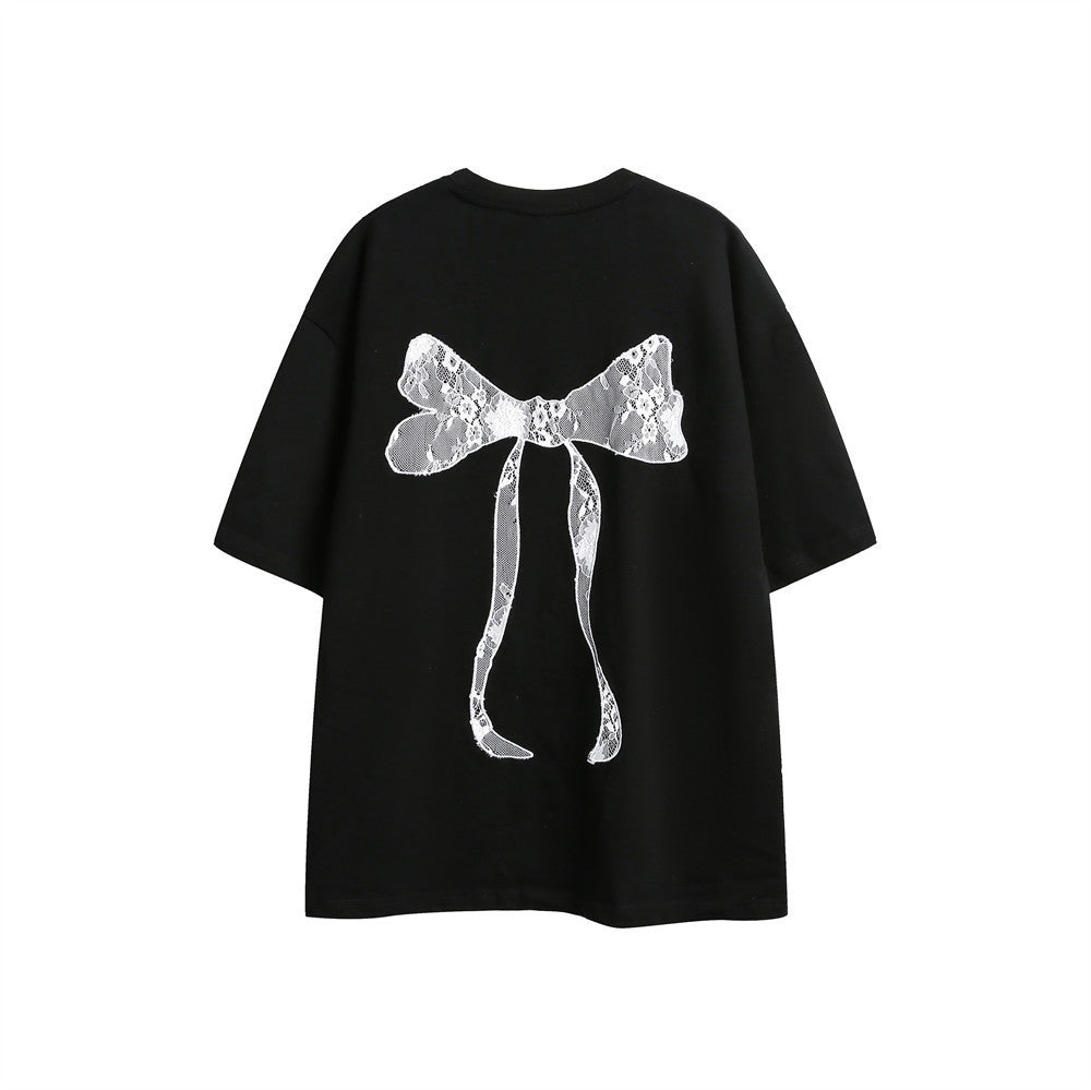 Women's Bow Embroidered Short-sleeved T-shirt