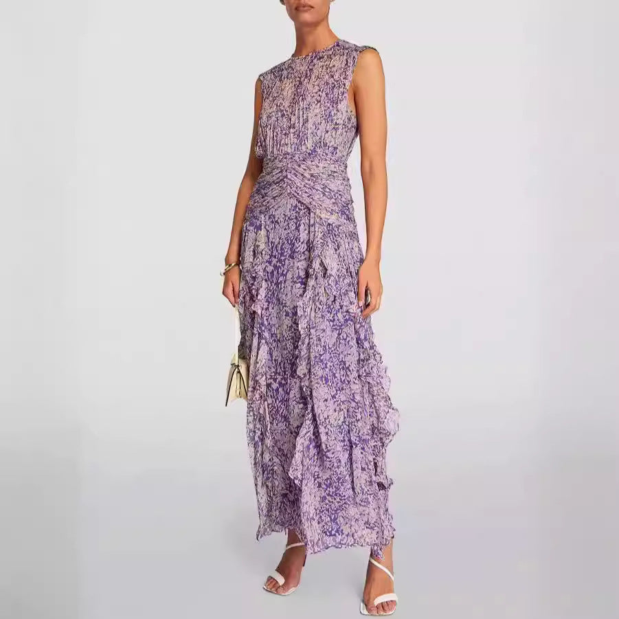 Spring And Summer Off-the-shoulder Women's Clothing V-neck Chiffon Dress