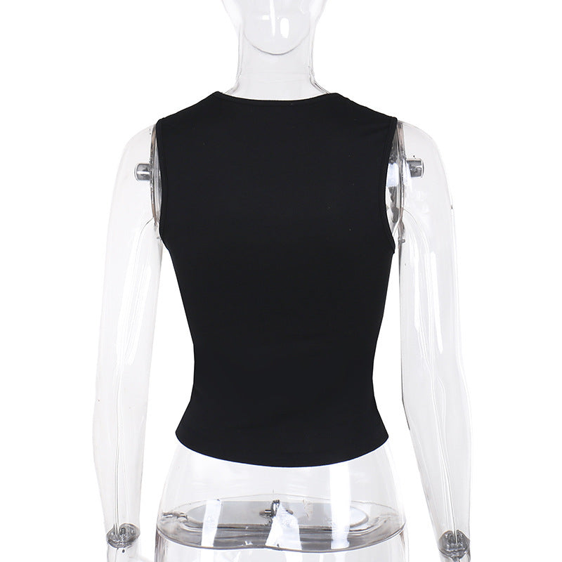 Simple Casual All-match Vest Bow Decorative Top For Women