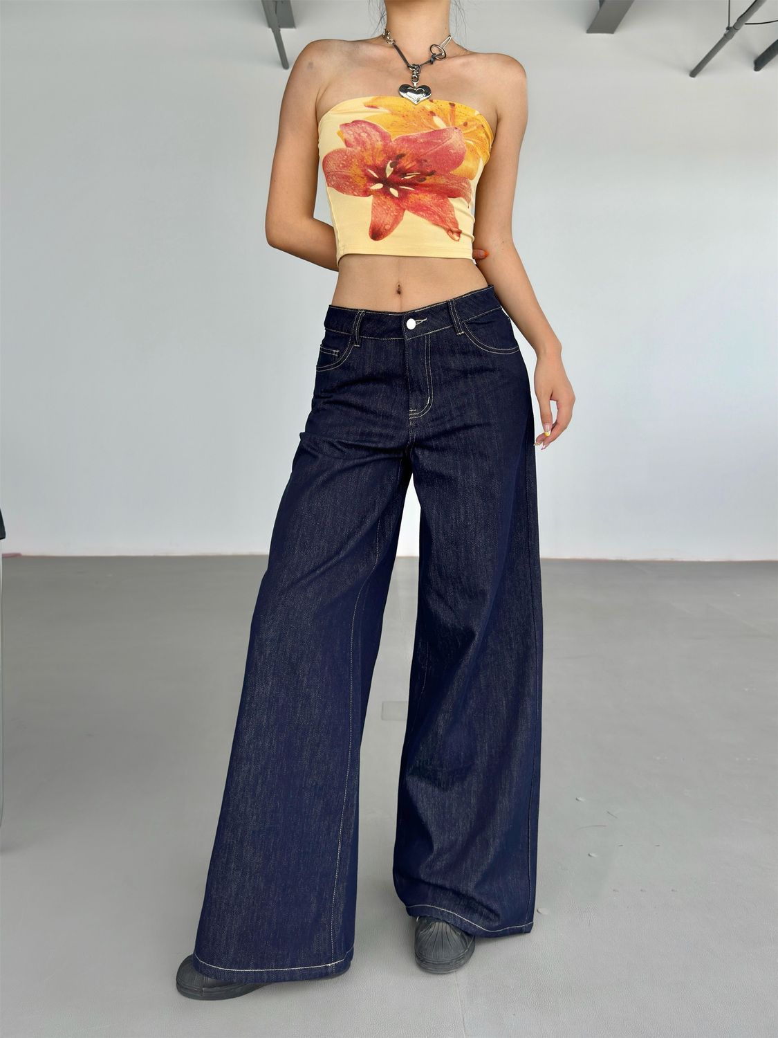 Fashion Retro Wide Leg Jeans For Women