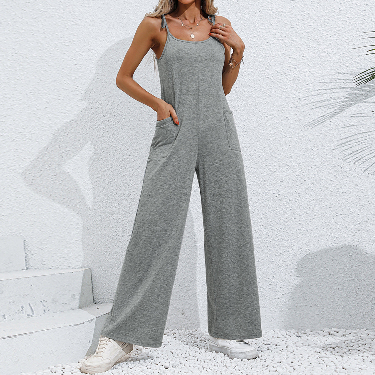 Women's Sling Straight Wide Leg Jumpsuit Trousers
