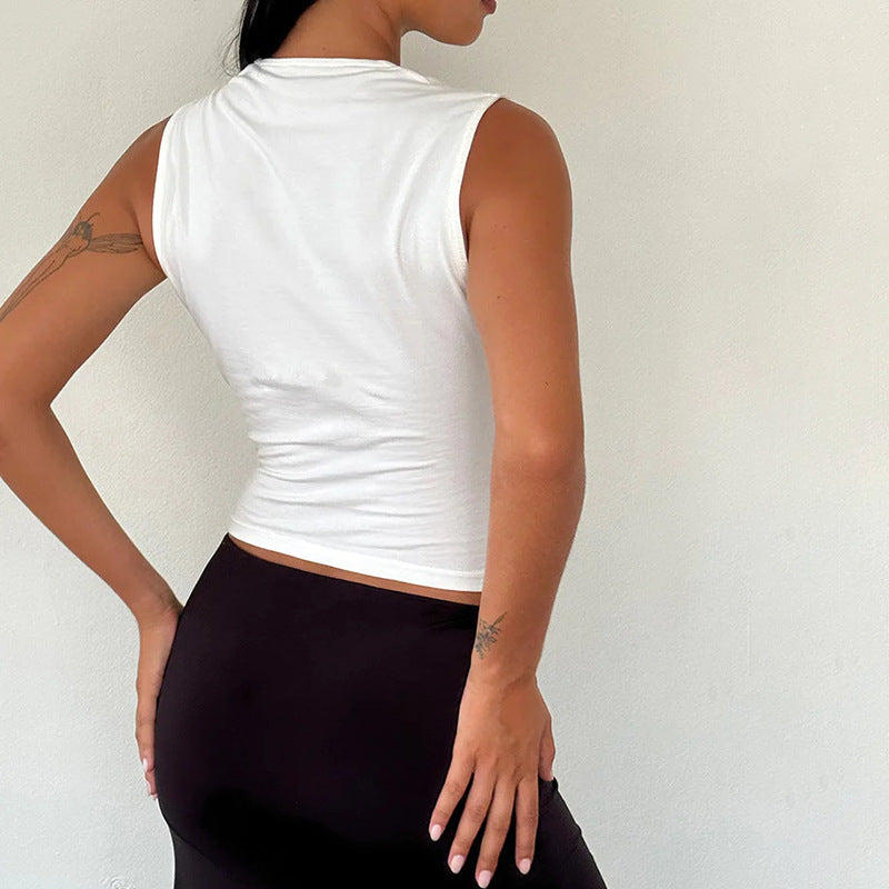 Simple Casual All-match Vest Bow Decorative Top For Women