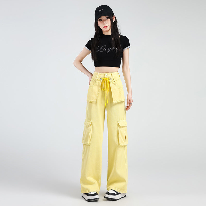 Lemon Yellow Overalls Jeans For Women