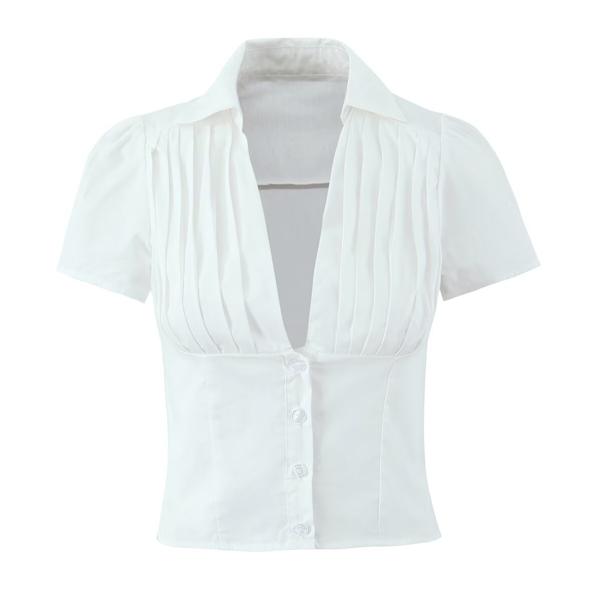 V-neck Small Shirt White Skirt Suit