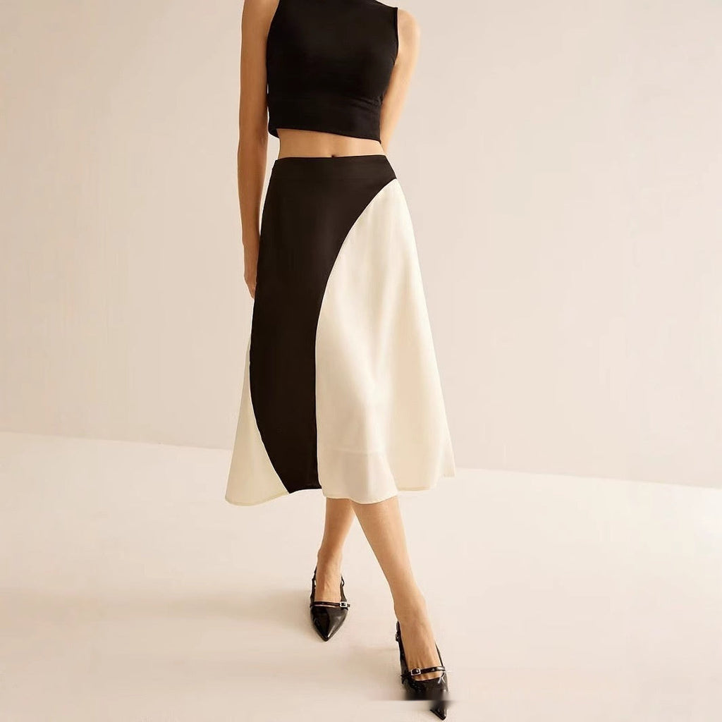 Color Contrast Patchwork Leisure Women's Skirt