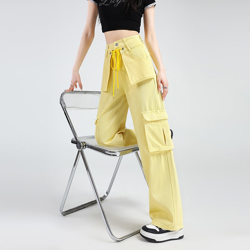 Lemon Yellow Overalls Jeans For Women