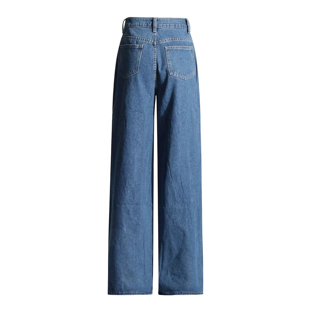 High Waist Hollowed Heart Shape Wide Leg Jeans