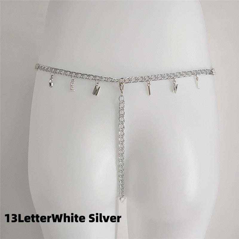 Women Custom Thong With Letter Name Personality G-String Panties Underwear Waist Body Chain Lace Thongs Jewelry Gift
