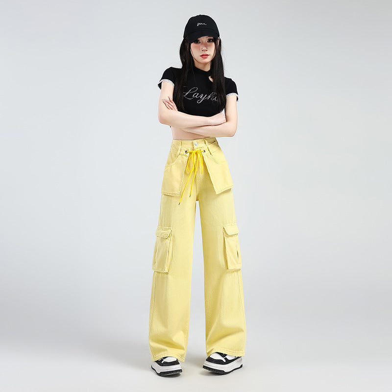 Lemon Yellow Overalls Jeans For Women