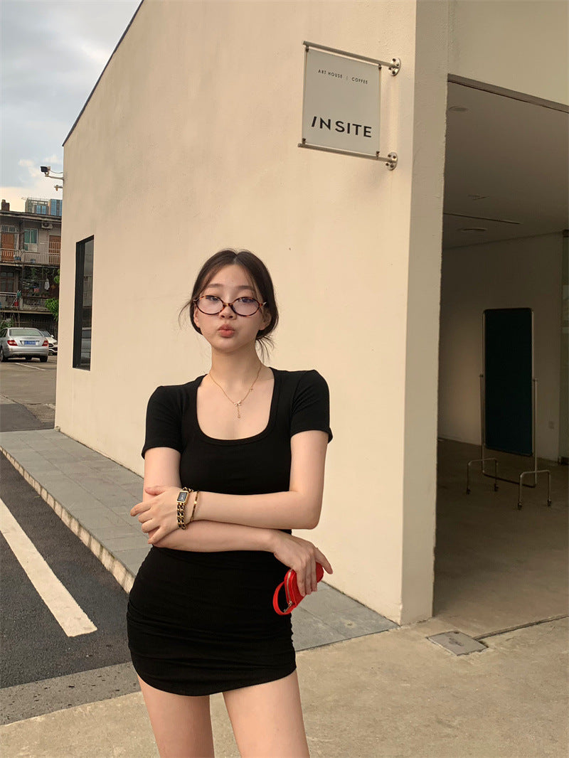 Summer Square Mouth Collar Small Man Pure Desire Style Dress