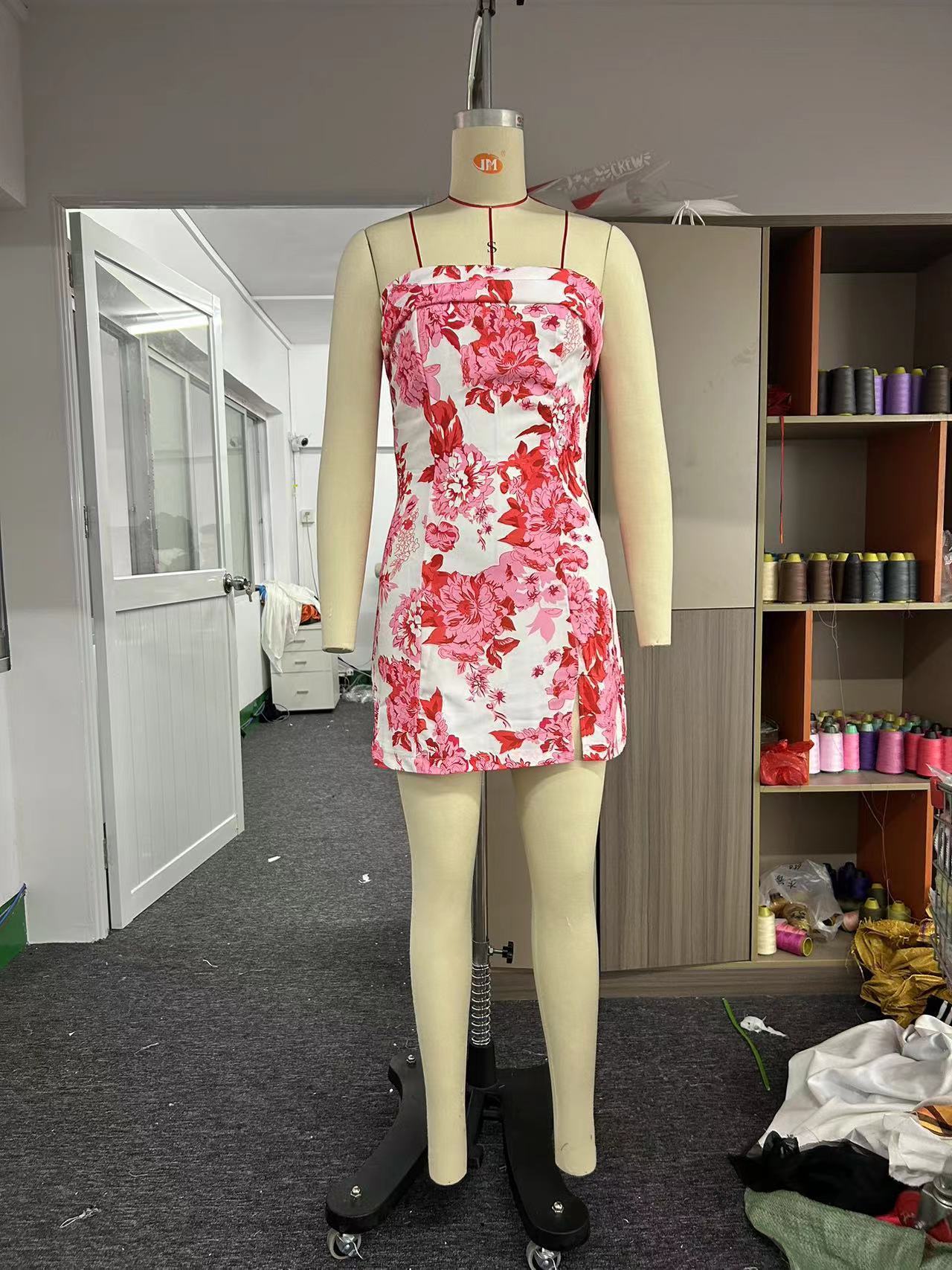 Flower Print Tube Top Dress Women