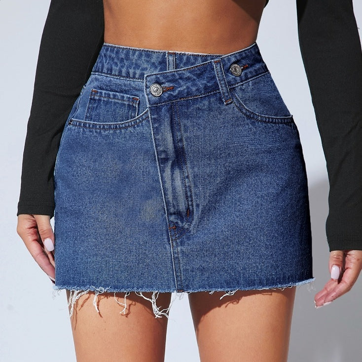 Short Irregular Denim Short Skirt