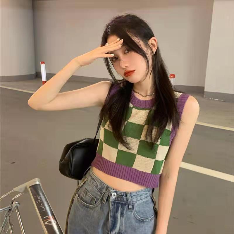 Square Knitted Camisole Women's Clothing