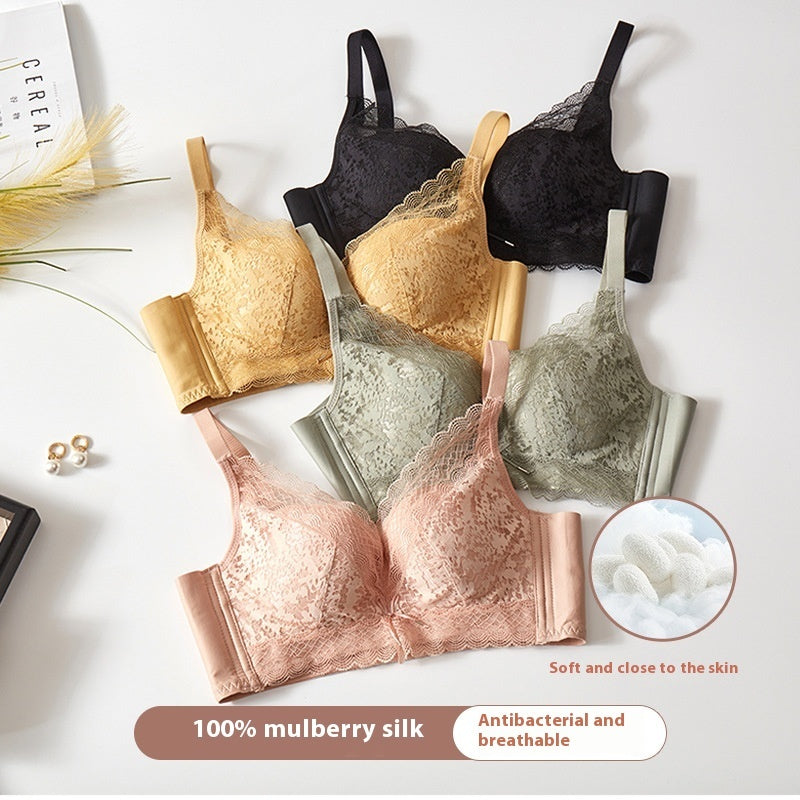 Women's Silk Lace Underwear Without Wire Accessory Breast Push Up