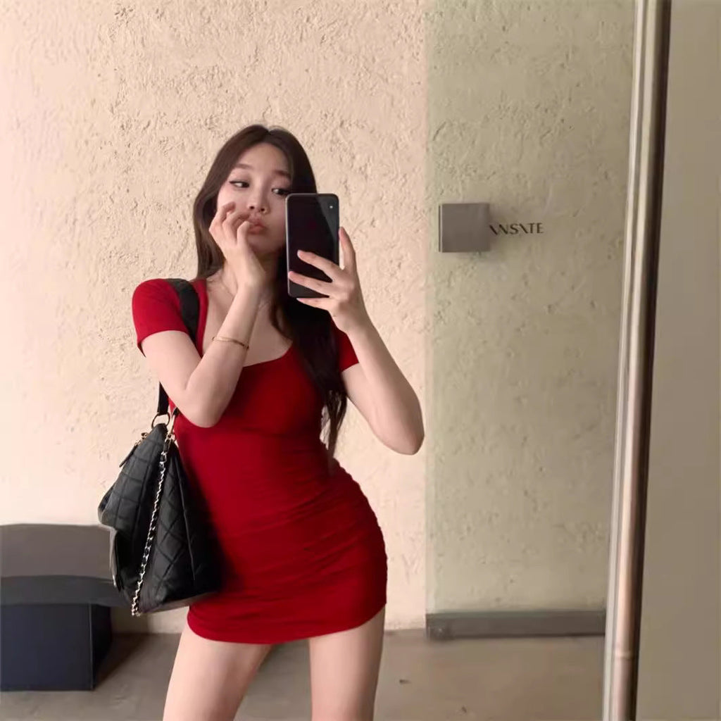 Summer Square Mouth Collar Small Man Pure Desire Style Dress