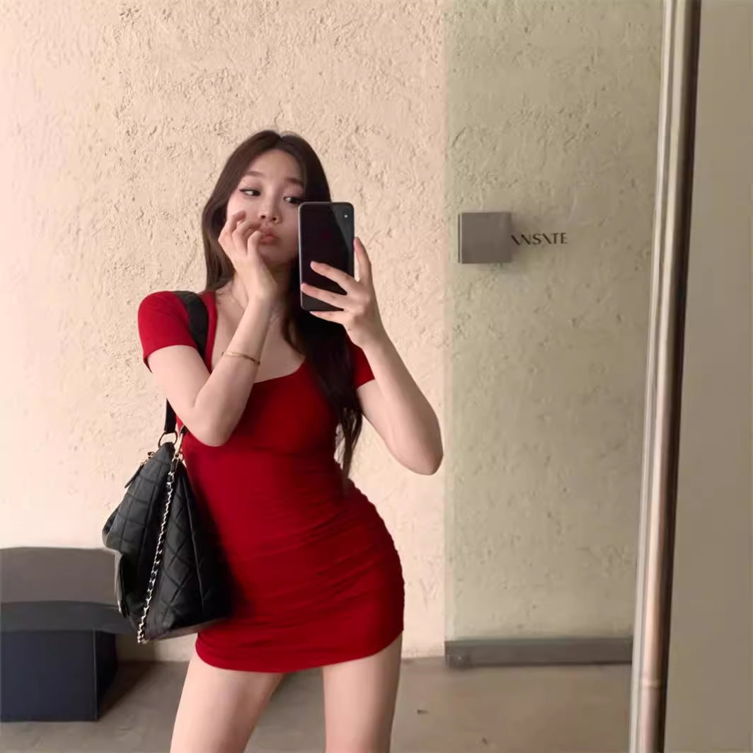 Summer Square Mouth Collar Small Man Pure Desire Style Dress