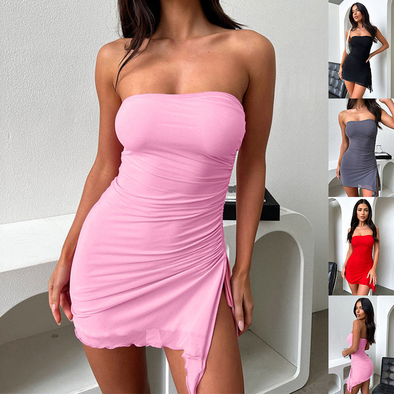 Y2K Tube-top Split Dress Summer Fashion Backless Short Dresses For Women