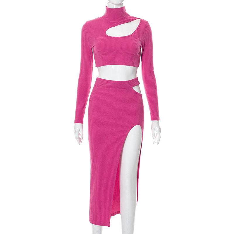 Sunken Stripe Top - Hot Girl Skirt Long Sleeve Set