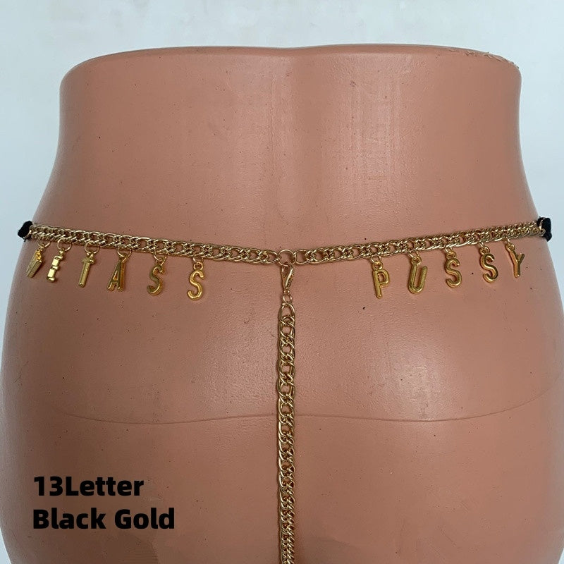 Women Custom Thong With Letter Name Personality G-String Panties Underwear Waist Body Chain Lace Thongs Jewelry Gift