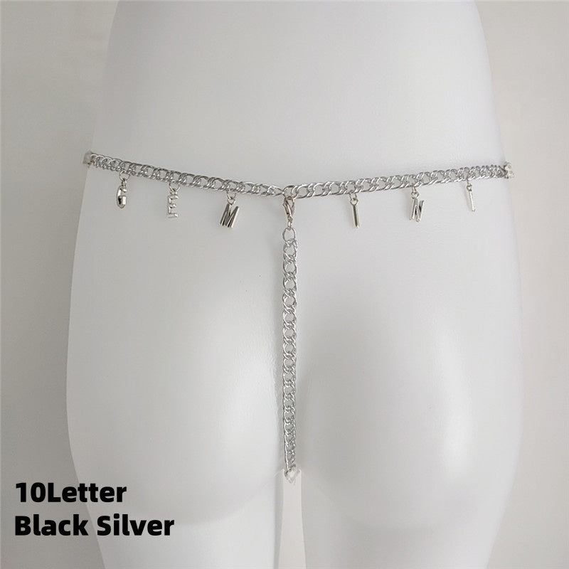 Women Custom Thong With Letter Name Personality G-String Panties Underwear Waist Body Chain Lace Thongs Jewelry Gift