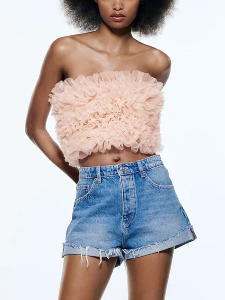 Knitted Cropped Small Top Women