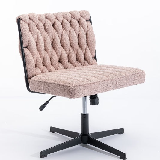 Pink Armless Office Desk Chair No Wheels