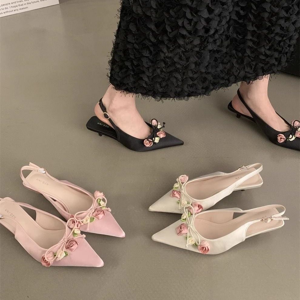French Style Elegant Sandals With Skirt High Heels