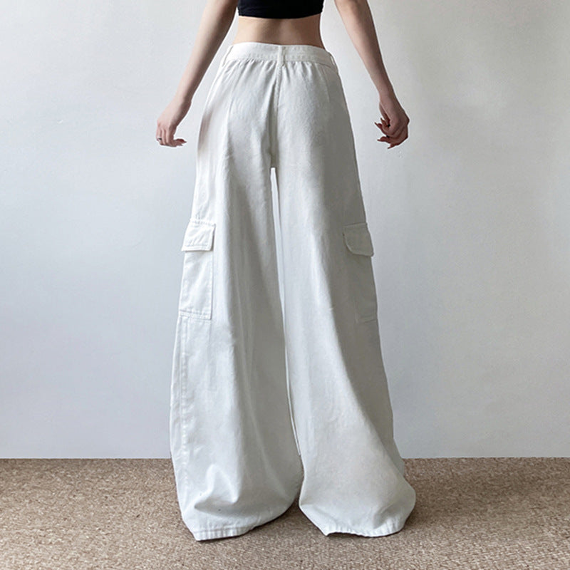 Women's Metal Zipper Multi-pocket Jeans