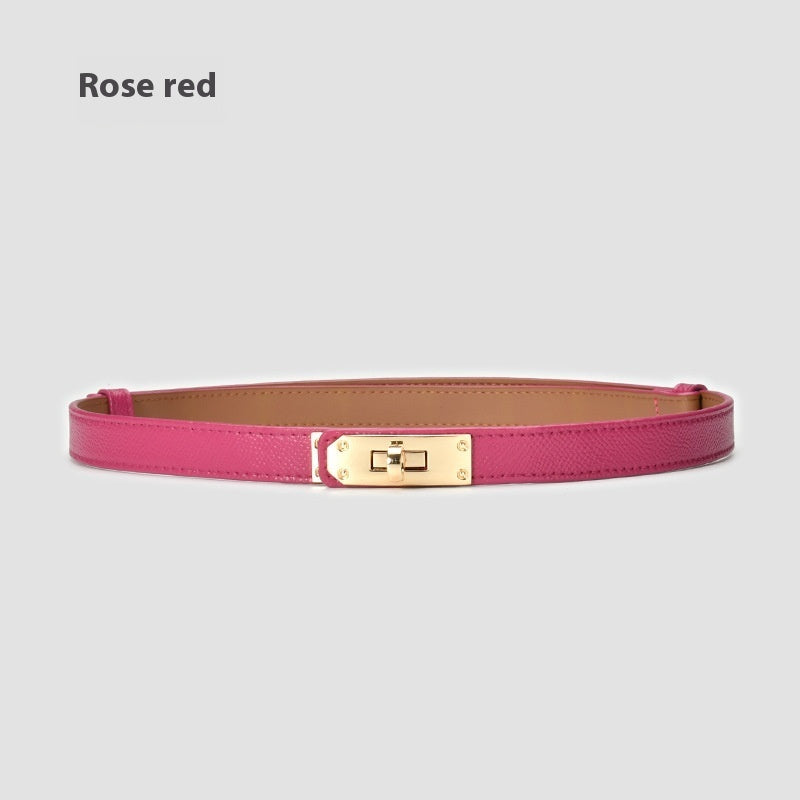 Retro Waist Decorations Women's Leather Thin Belt