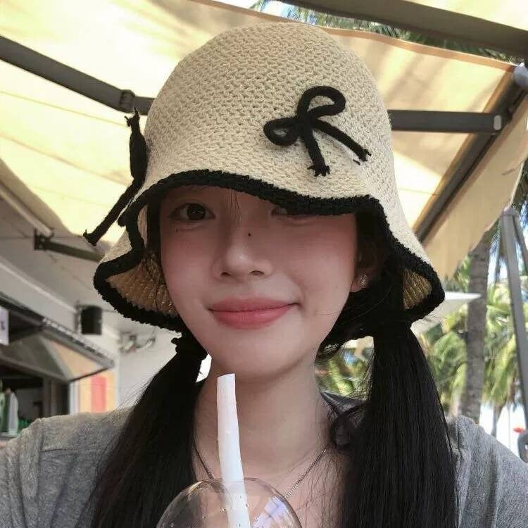 Cute Bow Knitted Fisherman Hat Women