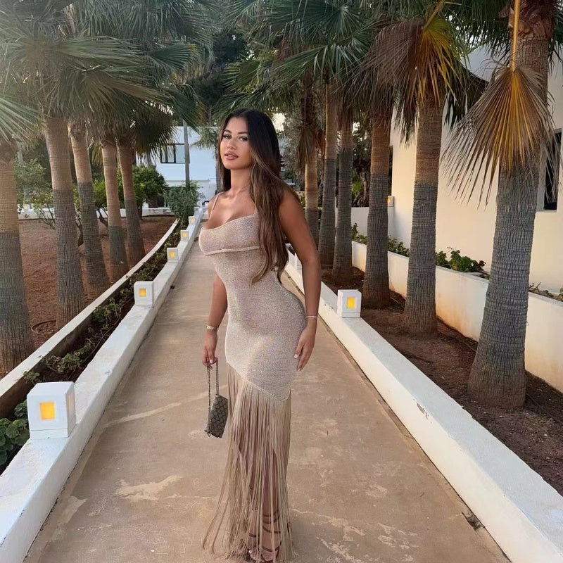 New Shiny Tassel Sling Dress
