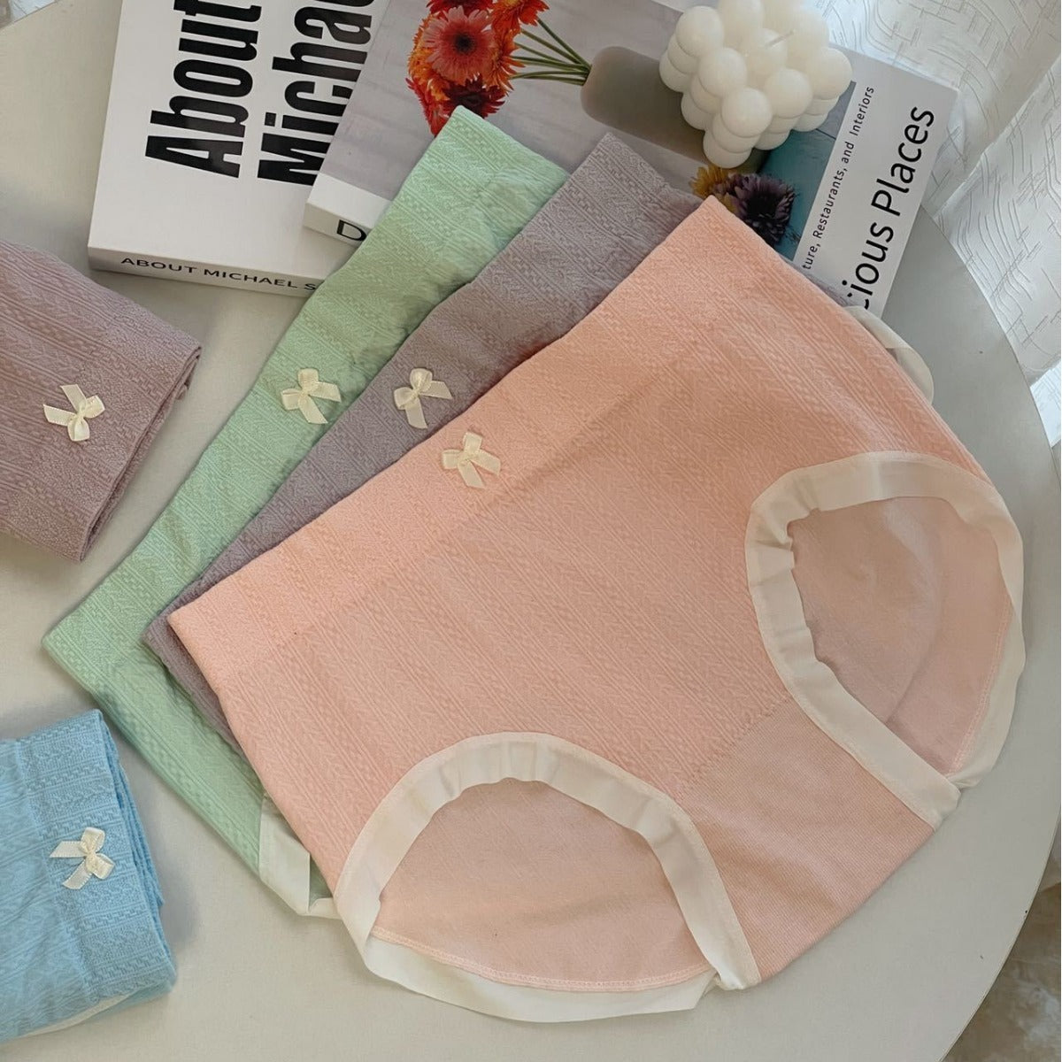 Women's 5-Piece Gift Box Bowknot Hip-lifting Briefs