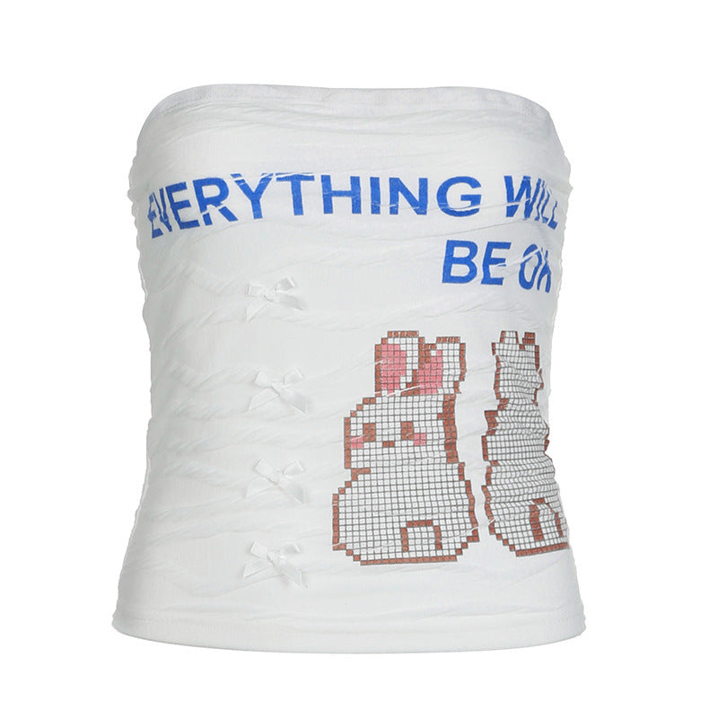 Women's Hot Girl Backless Slim Fit Printed Bow Vest