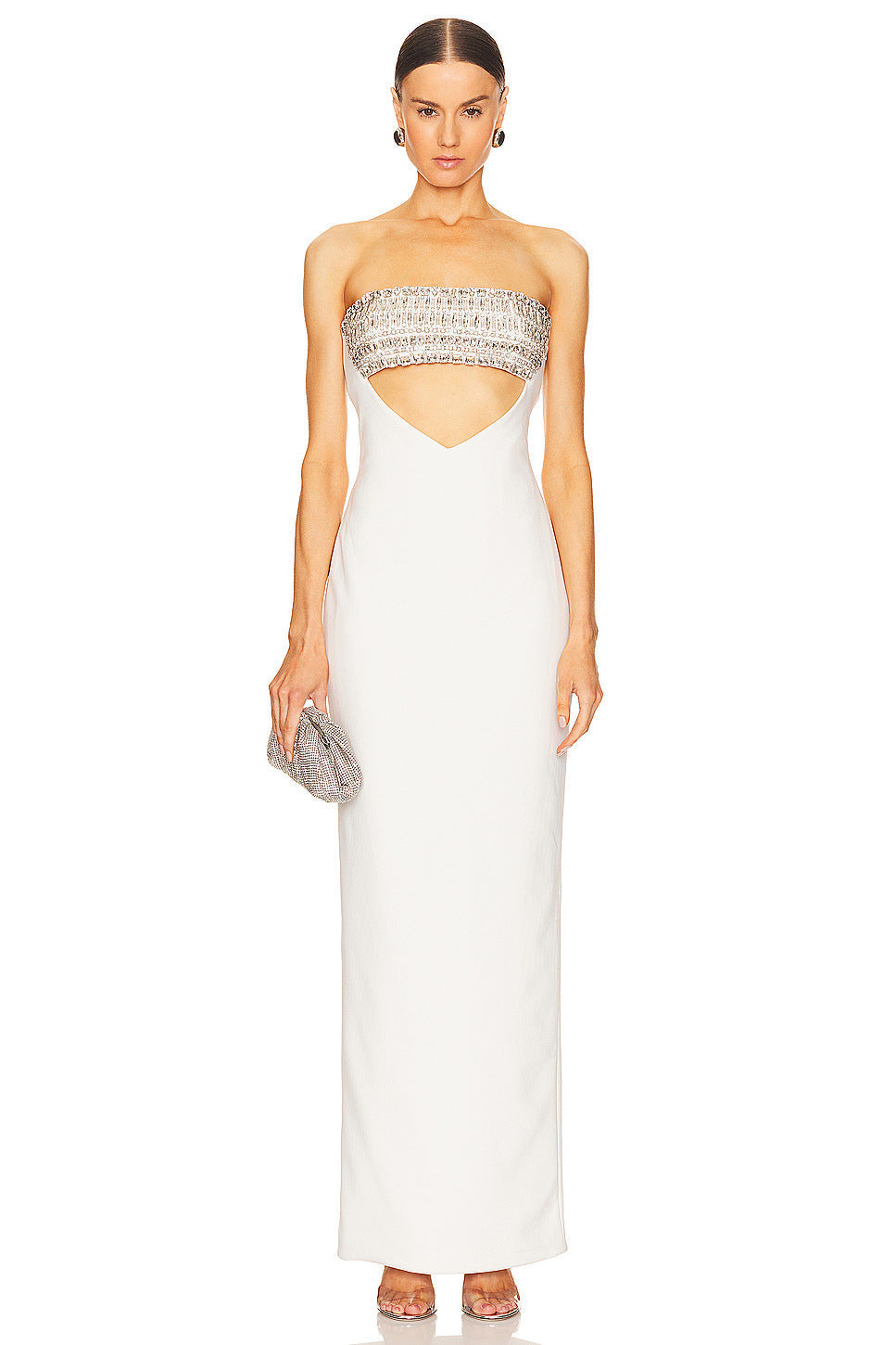 White Diamond Tube Top Bandage Dress Evening Dress