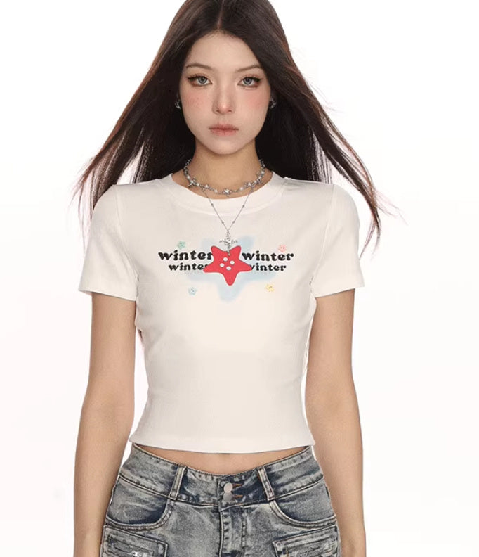 Printed Shoulder Short Sleeve