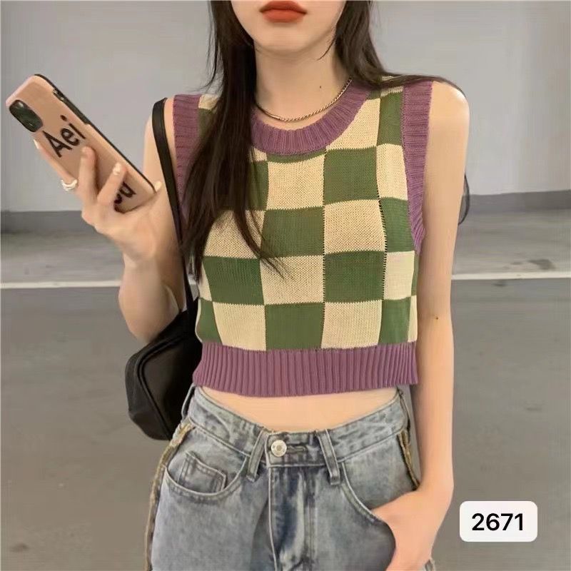 Square Knitted Camisole Women's Clothing