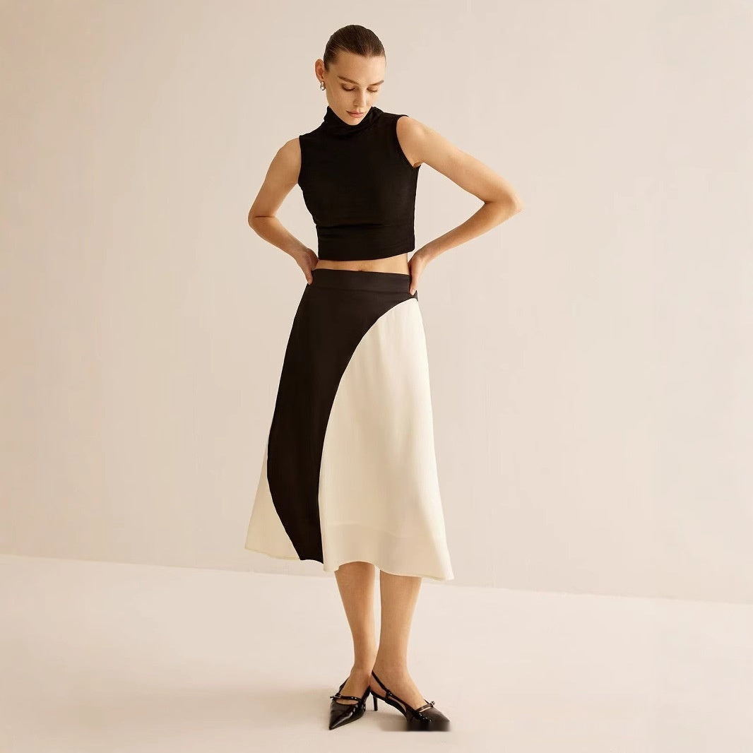 Color Contrast Patchwork Leisure Women's Skirt