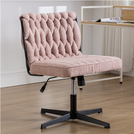 Pink Armless Office Desk Chair No Wheels