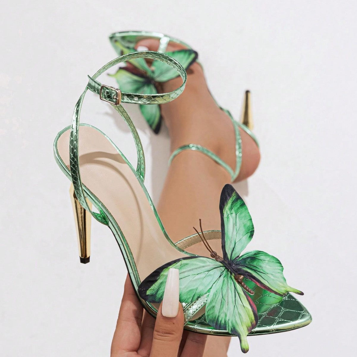 Women's Three-dimensional Butterfly Decorative Stiletto Heel Sandals