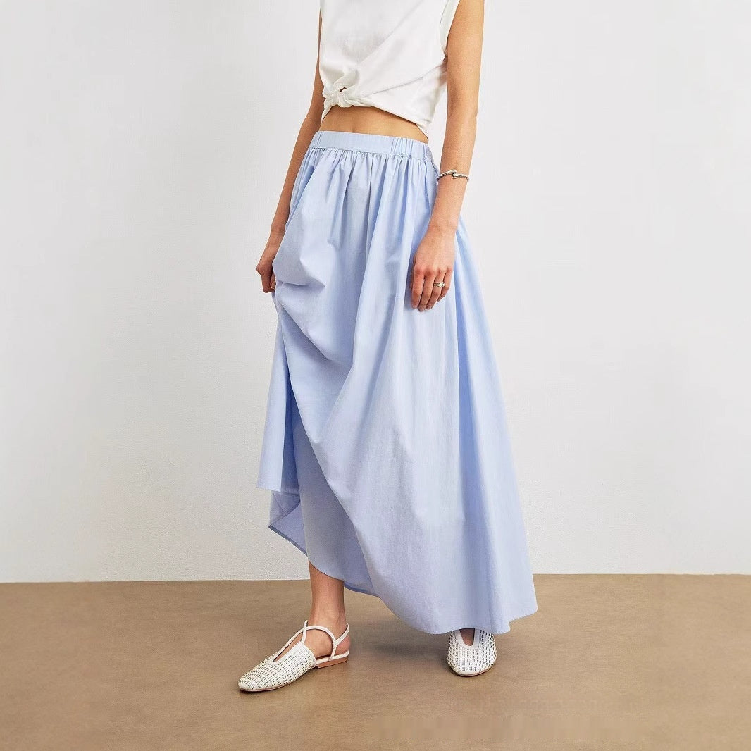 Ladies Blue Leisure Skirt Pleated High Waist