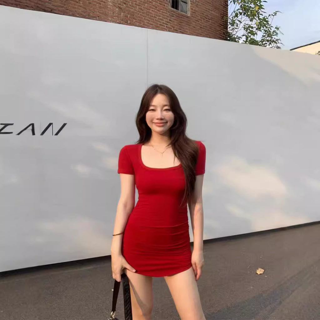 Summer Square Mouth Collar Small Man Pure Desire Style Dress