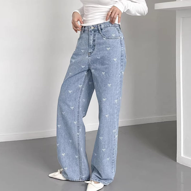 Women All-matching Wide Leg Straight Jeans