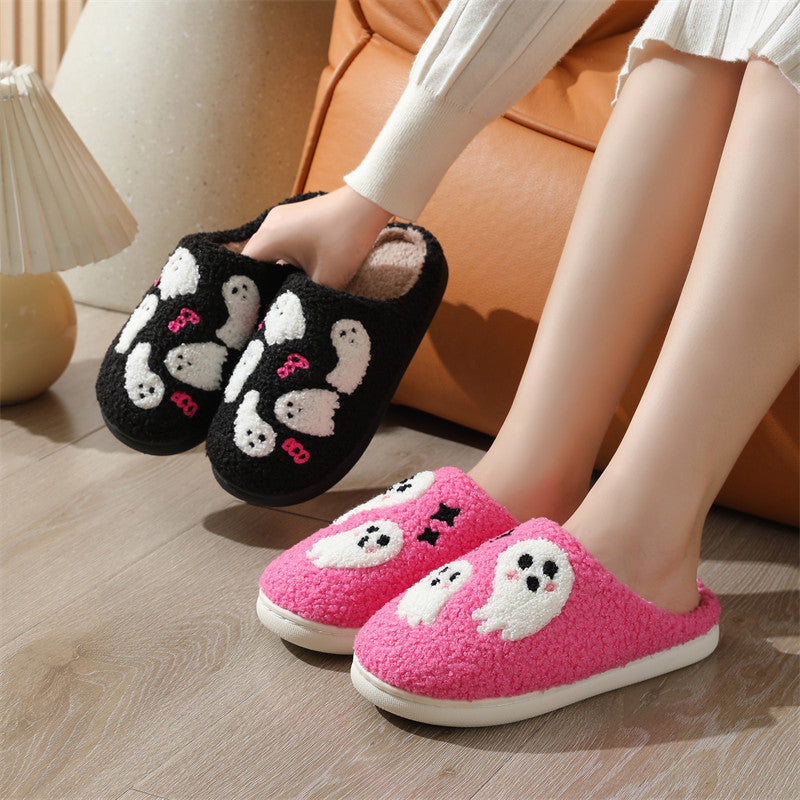 Cartoon Ghost Cotton Slippers For Women Indoor Non-slip Bedroom Floor Slipper Winter House Shoes