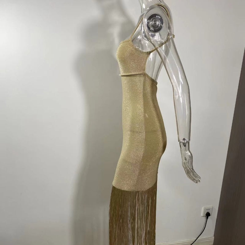 New Shiny Tassel Sling Dress