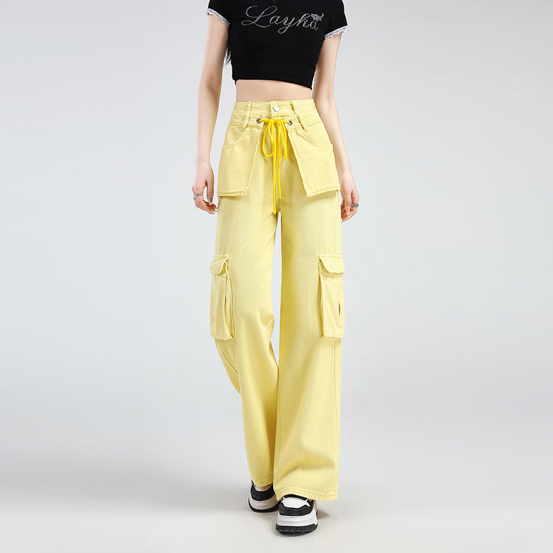 Lemon Yellow Overalls Jeans For Women