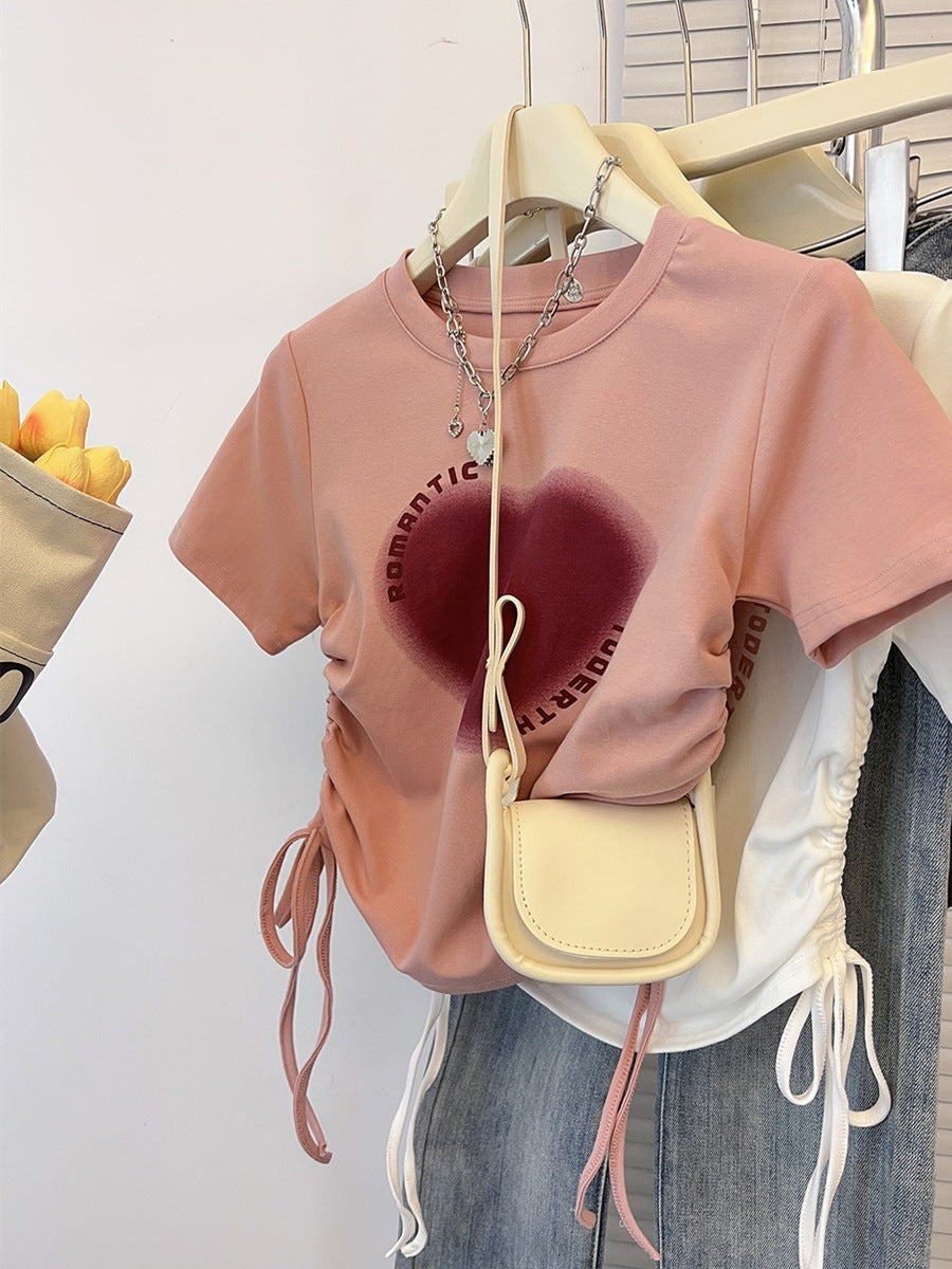 Print O-neck Short Casual Top