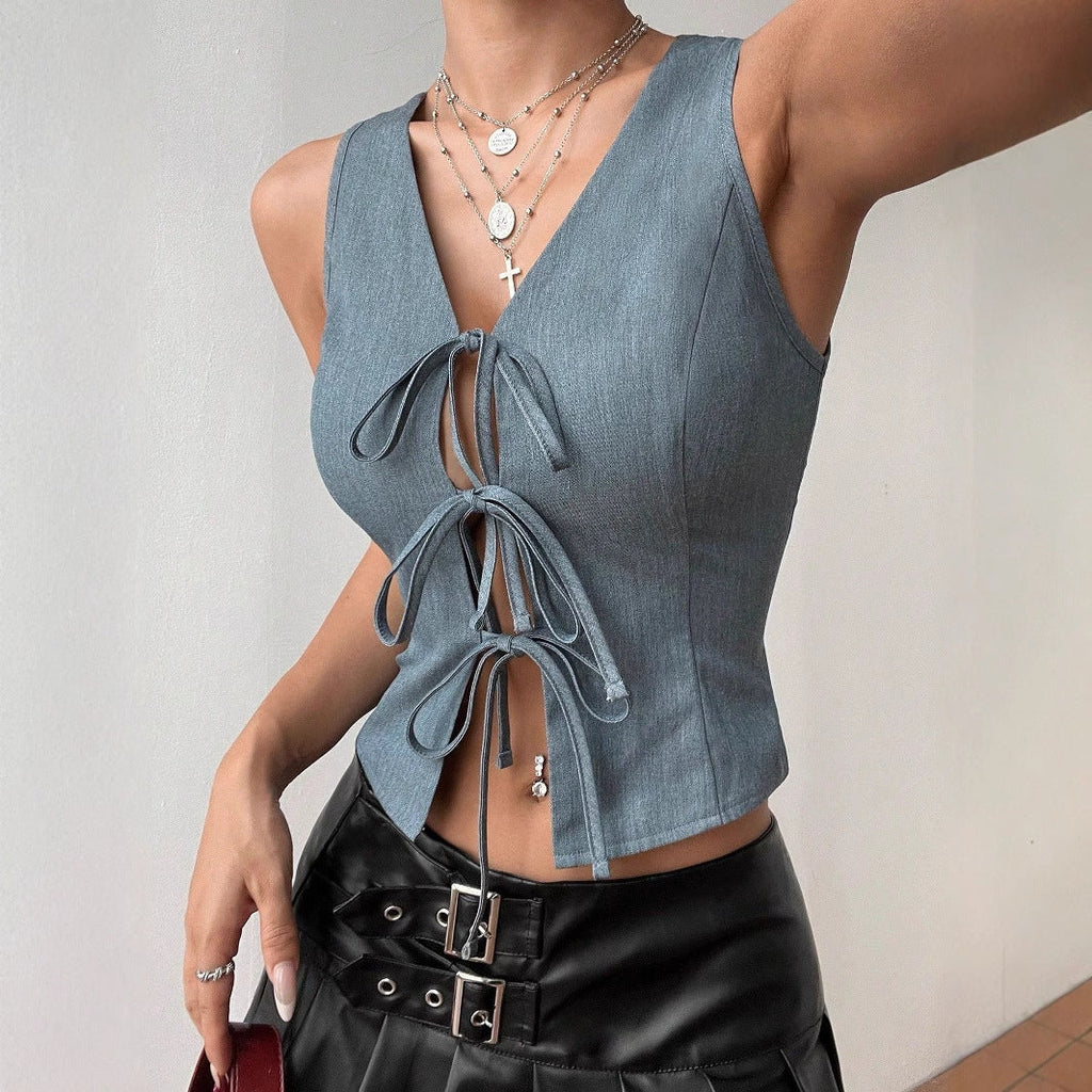 Women's Lace Up Slim Fit Top