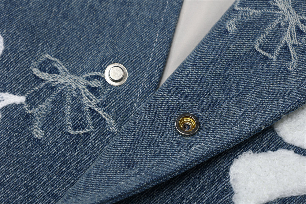 Women Bow Loose Baseball Coat