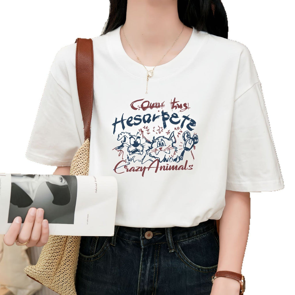 Heavy Pure Cotton Loose Short Sleeve T-shirt